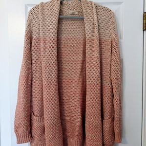 Faherty Waffle Cardigan, Pink ombre